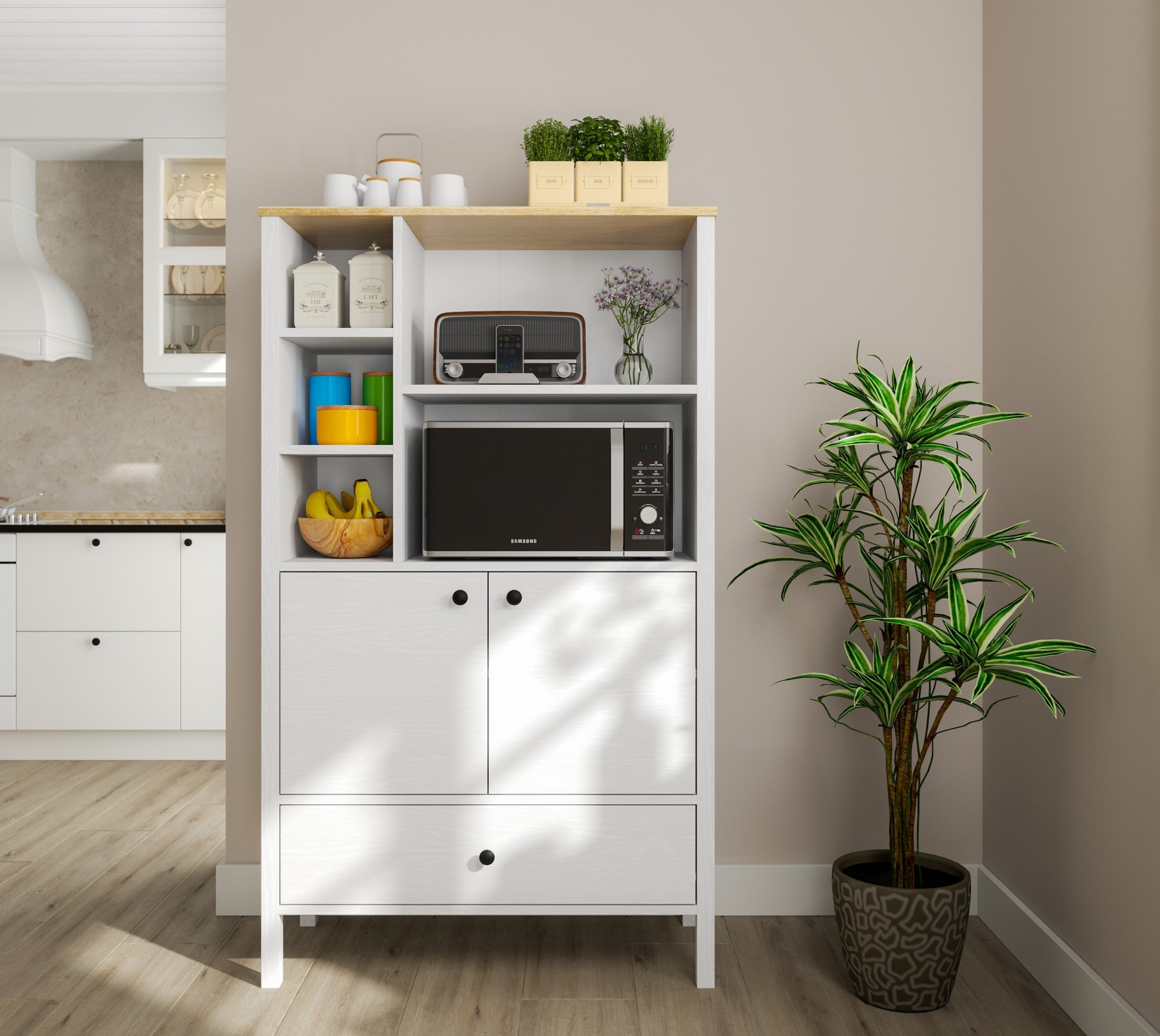 Armário Multiuso – 93cm x 159cm x 40cm – Branco – Madeira