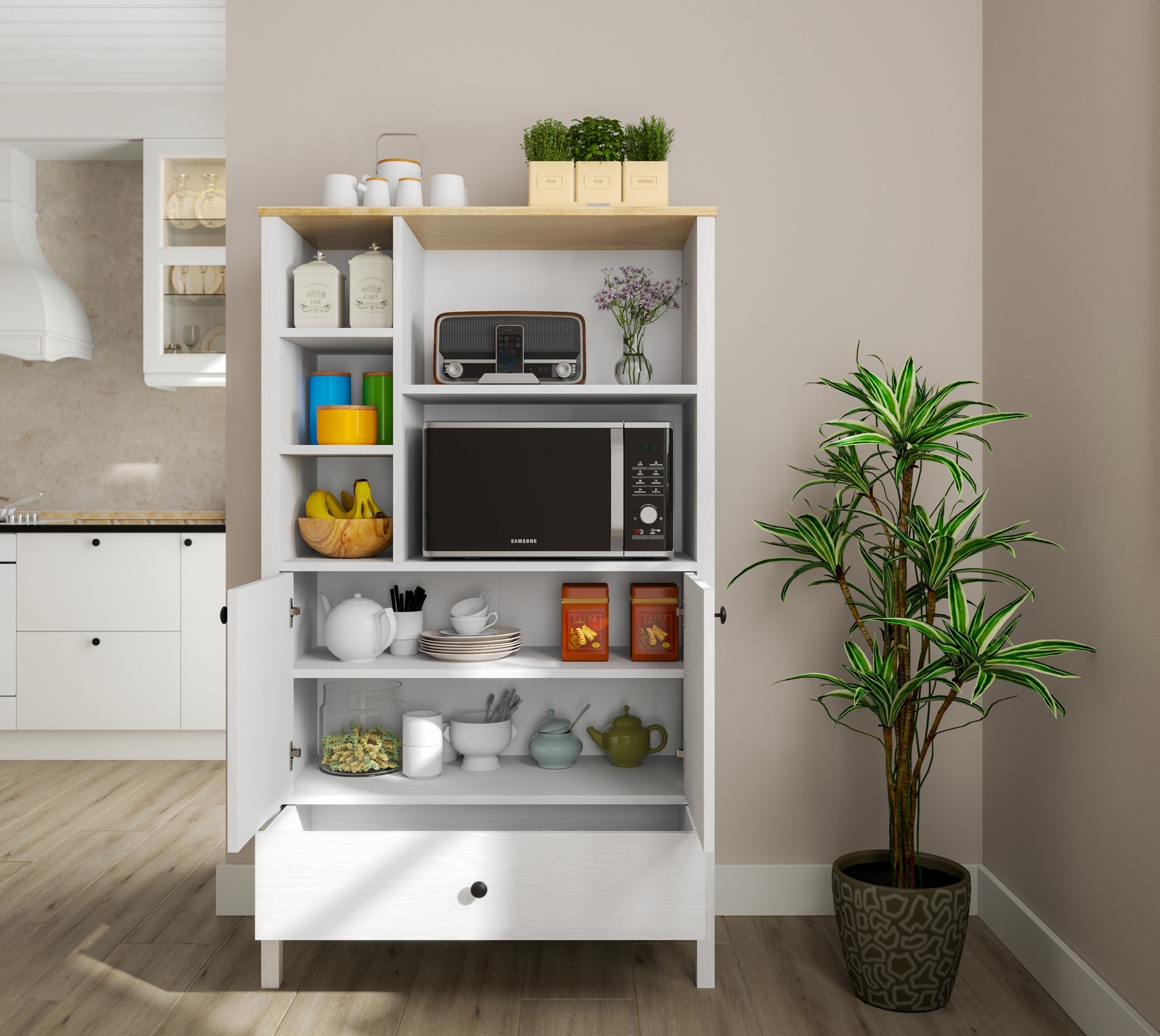 Armário Multiuso – 93cm x 159cm x 40cm – Branco – Madeira