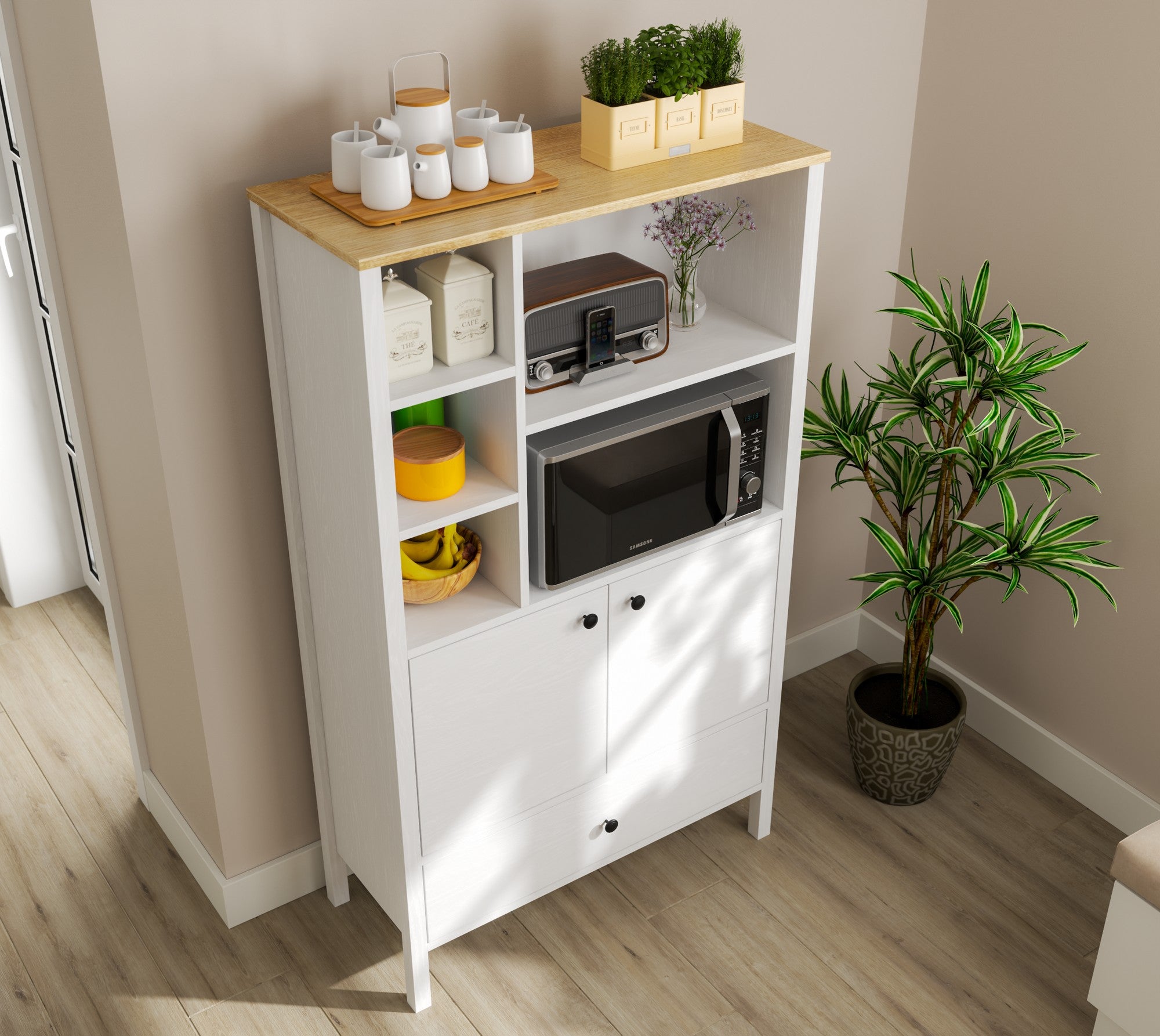 Armário Multiuso – 93cm x 159cm x 40cm – Branco – Madeira