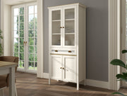 Armário Multiusos de 194cm com Prateleiras Ajustáveis e Acabamento em Melamina - Disponível em Creme, Carvalho e Cinzento