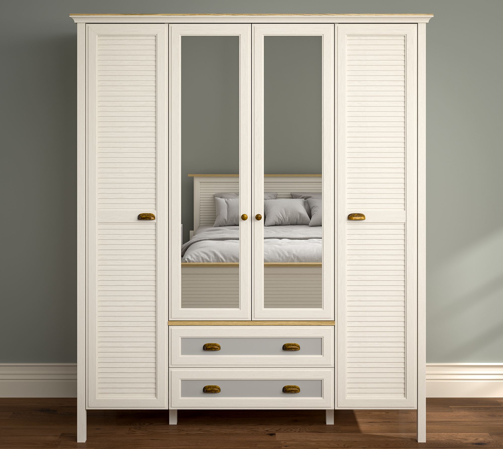 Roupeiro Moderno de 3 Cores com Múltiplas Prateleiras e Fixação à Parede - 165cm de Largura