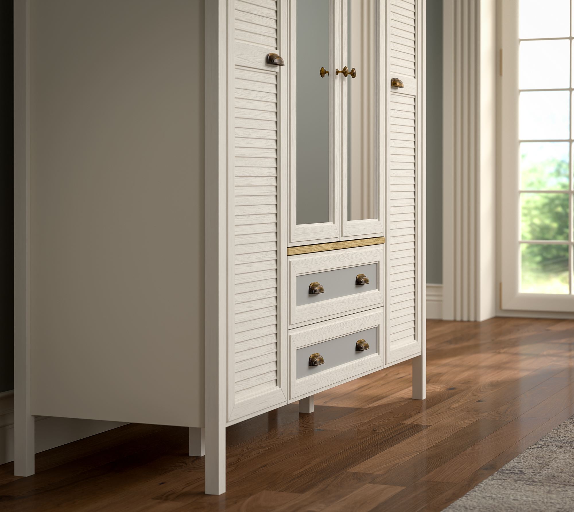 Roupeiro Moderno de 3 Cores com Múltiplas Prateleiras e Fixação à Parede - 165cm de Largura