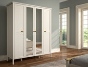 Roupeiro Creme Premium com Múltiplas Prateleiras - 185cm de Largura com Fixação à Parede