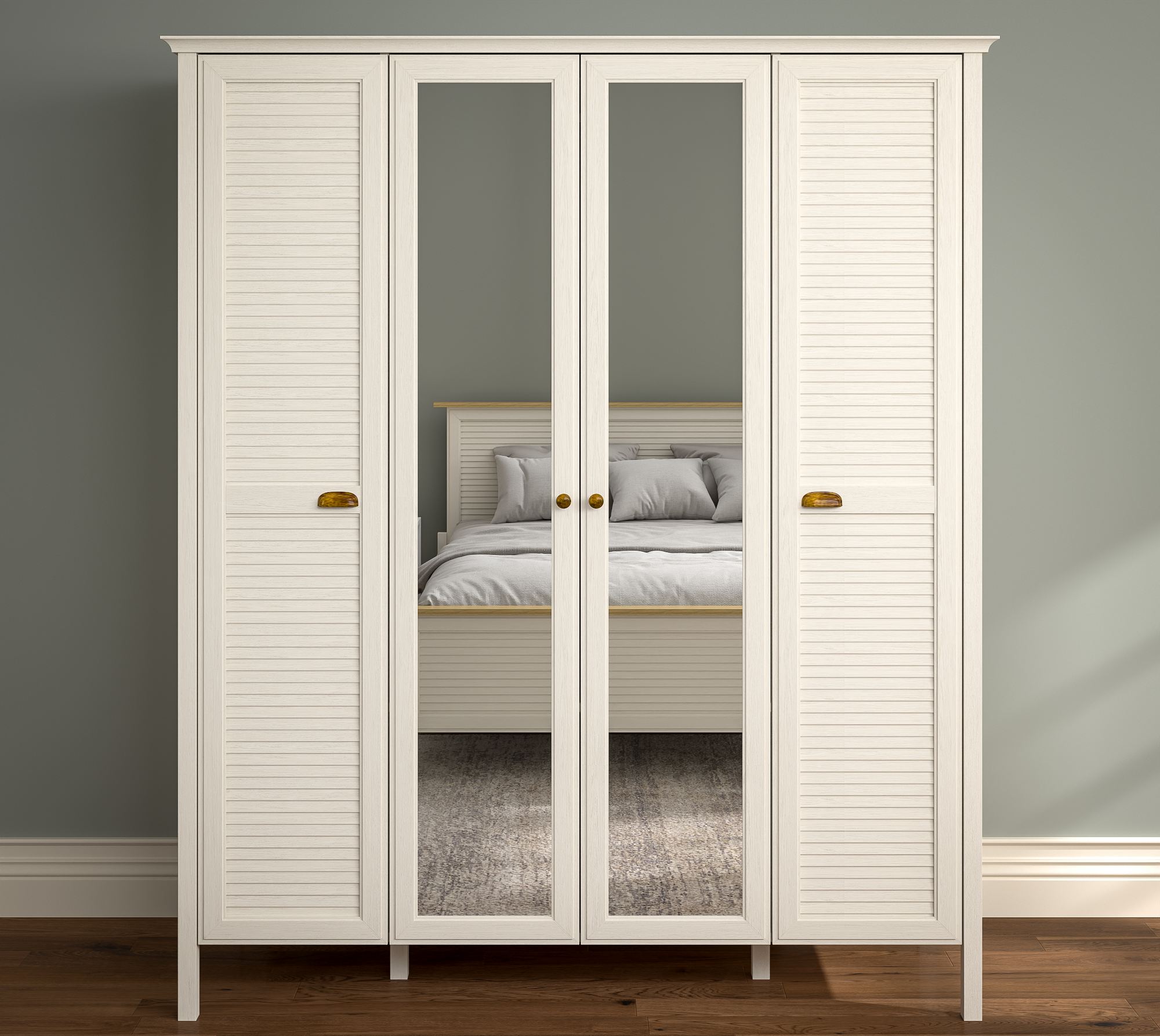 Roupeiro Creme Premium com Múltiplas Prateleiras - 185cm de Largura com Fixação à Parede