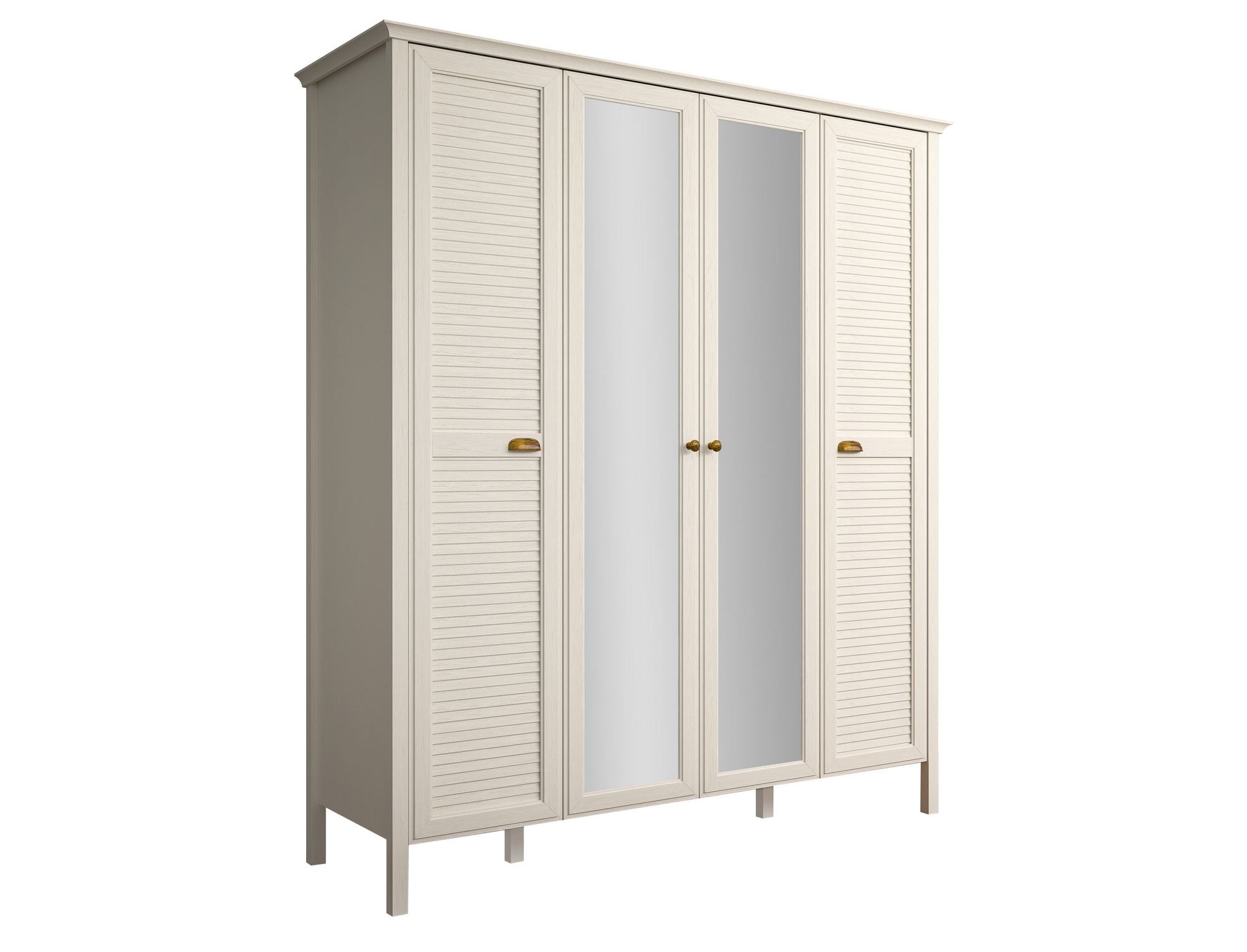 Roupeiro Creme Premium com Múltiplas Prateleiras - 185cm de Largura com Fixação à Parede