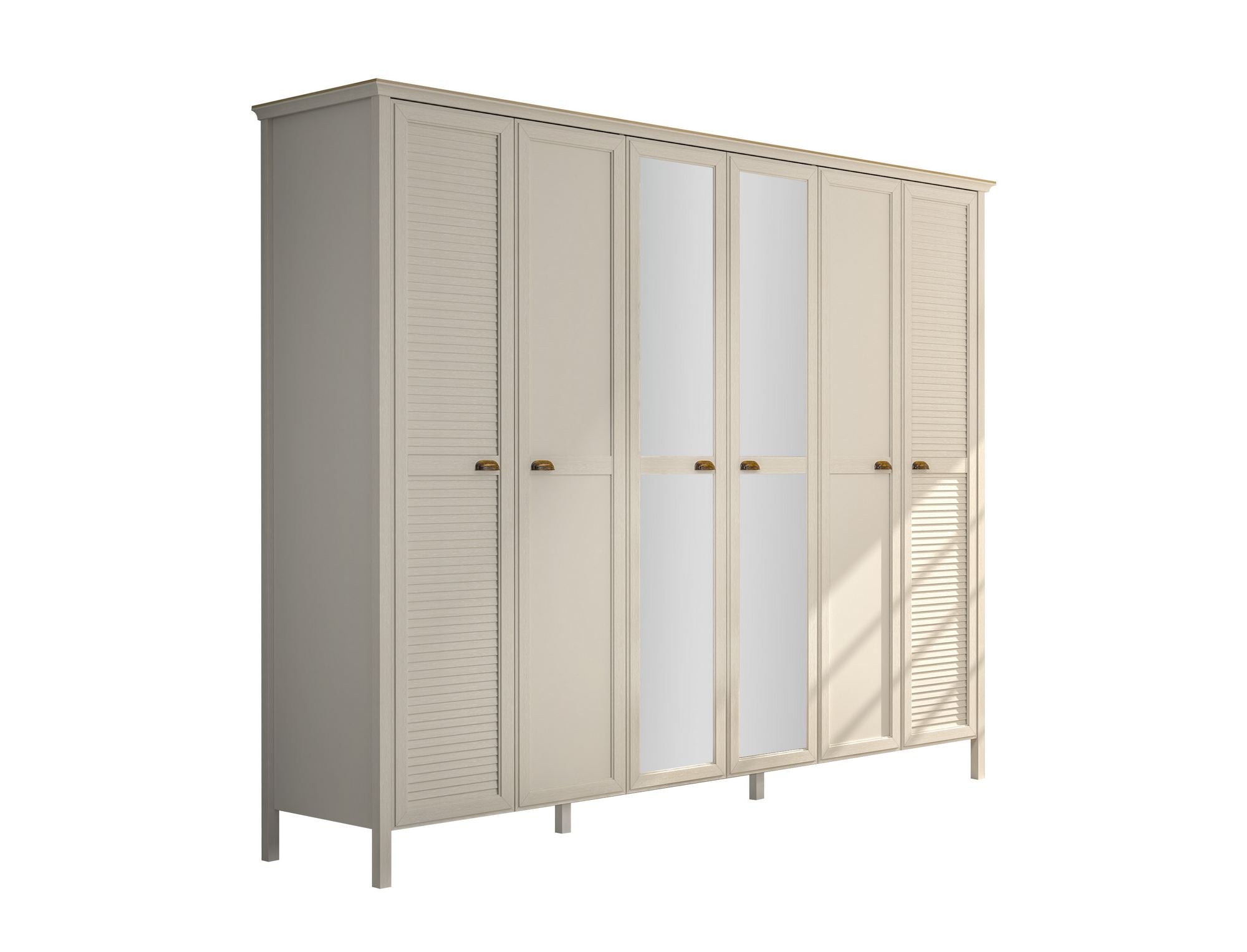 Roupeiro Creme XXL com 265cm - Melamina Premium, Múltiplas Prateleiras e Fixação à Parede