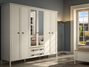 Roupeiro Moderno de 272cm com Múltiplas Prateleiras - Disponível em Creme, Carvalho e Cinzento