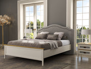 Cama de Casal com Arrumação Integrada - Design Moderno em Carvalho, Creme ou Cinzento com Múltiplas Prateleiras