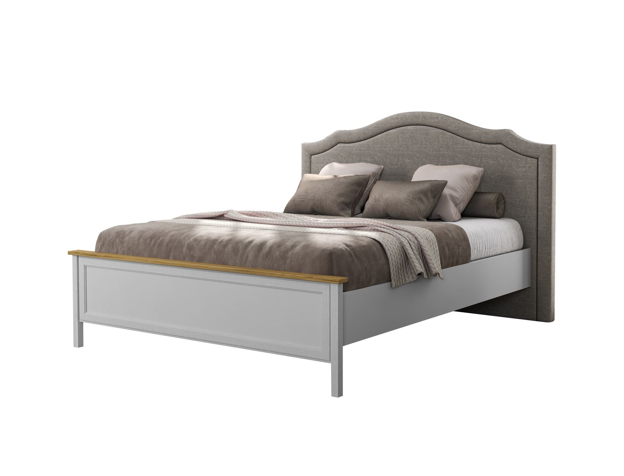 Cama de Casal com Arrumação Integrada - Design Moderno em Carvalho, Creme ou Cinzento com Múltiplas Prateleiras