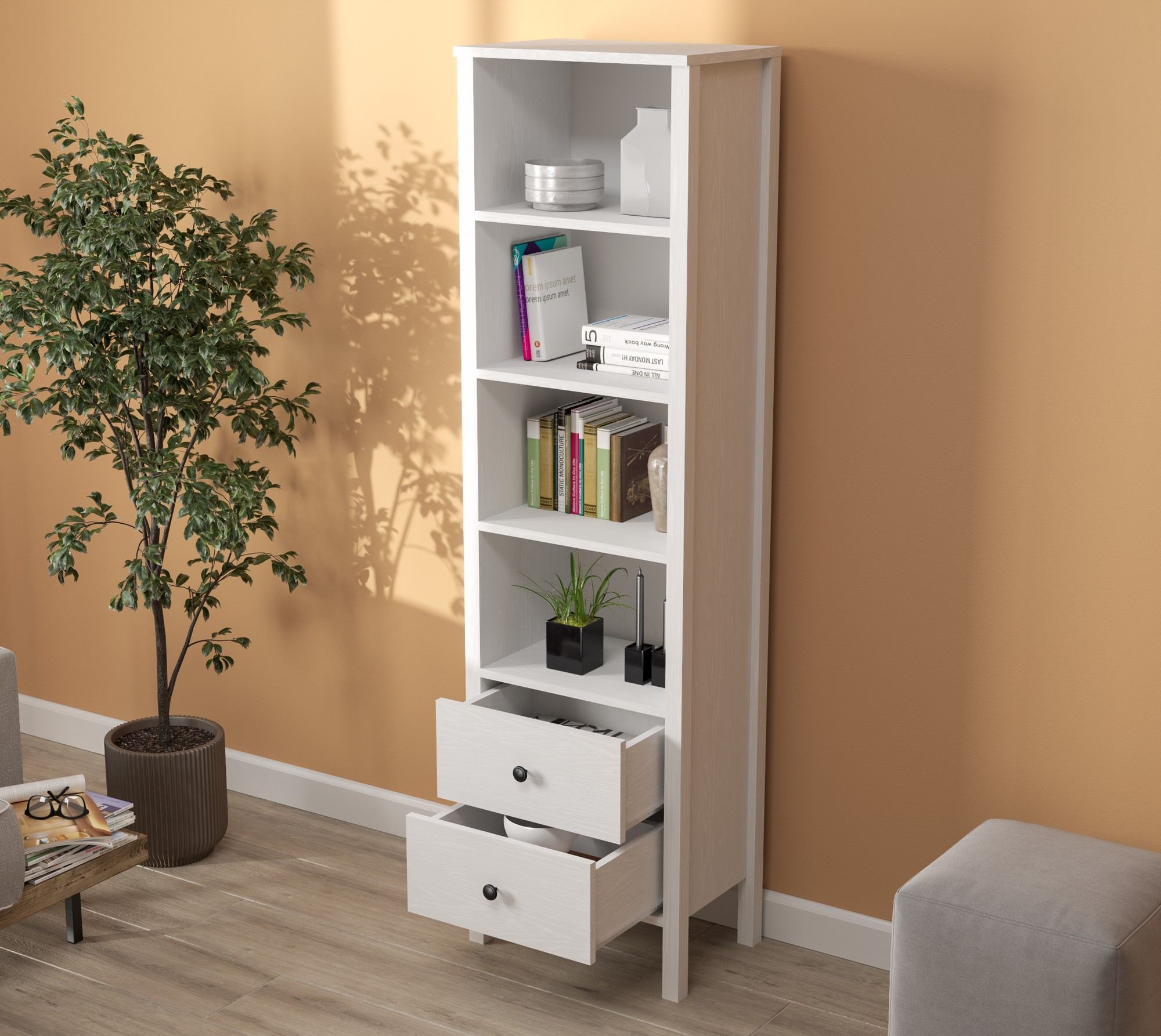 Estante de livros – 50,2cm x 180cm x 34cm – Branco – Aglomerado