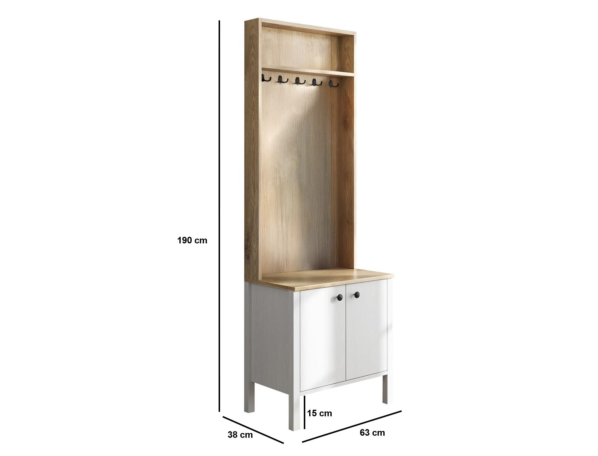 Conjunto para hall de entrada – 63cm x 190cm x 38cm – Branco – Aglomerado