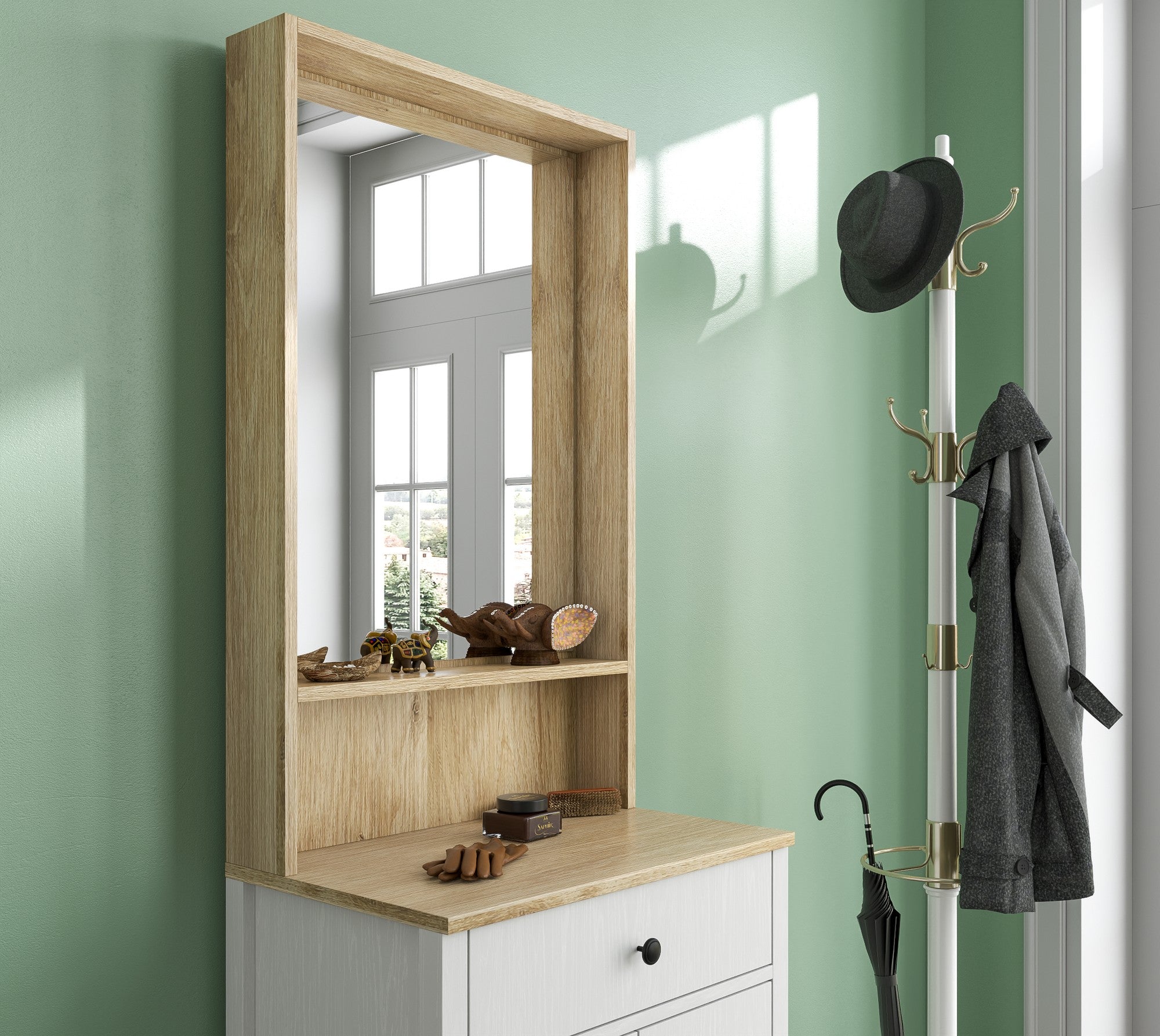 Conjunto para hall de entrada – 63cm x 190cm x 38cm – Branco – Aglomerado