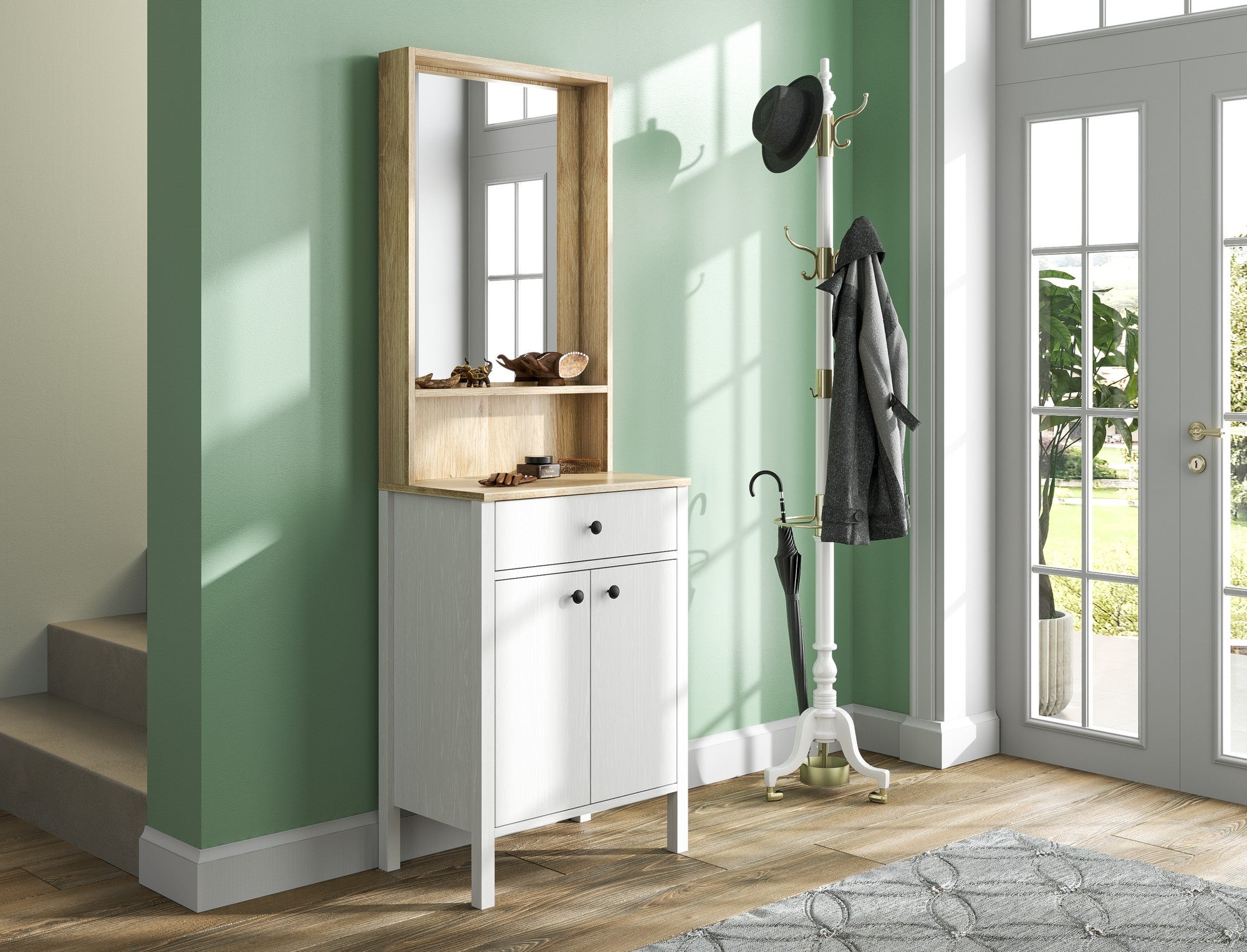 Conjunto para hall de entrada – 63cm x 190cm x 38cm – Branco – Aglomerado