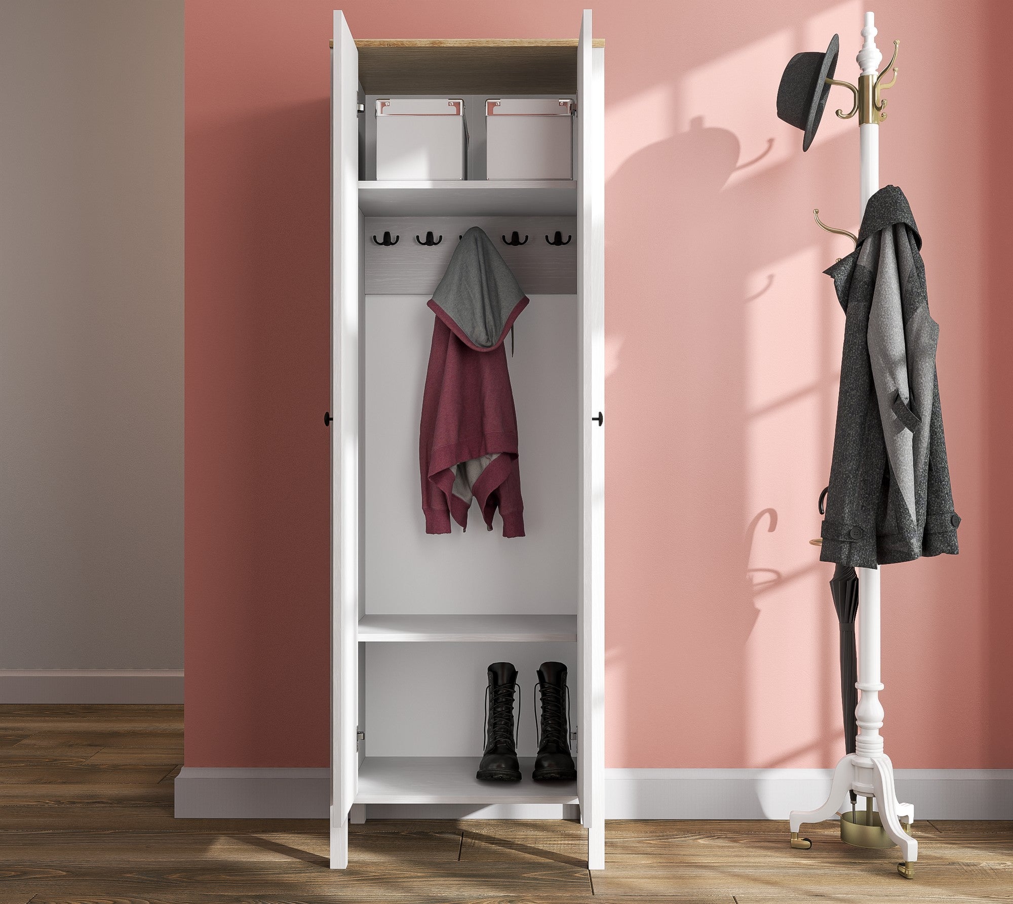 Conjunto para hall de entrada – 63cm x 190cm x 38cm – Branco – Aglomerado de melamina