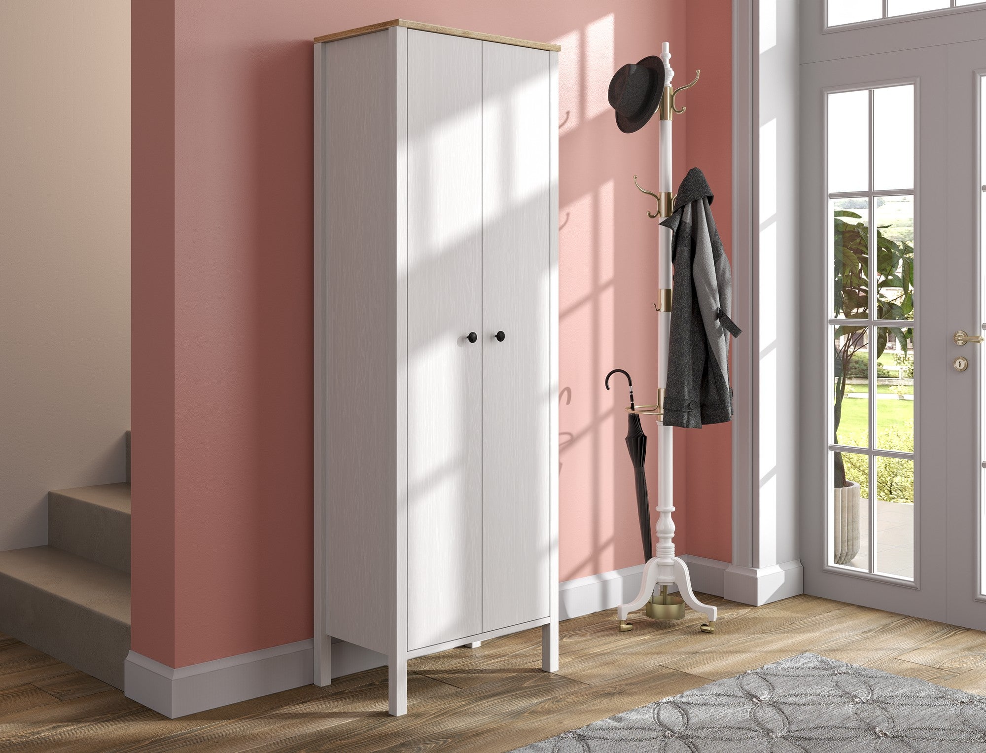 Conjunto para hall de entrada – 63cm x 190cm x 38cm – Branco – Aglomerado de melamina