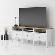 Móvel de TV – 150 cm x 57 cm x 35 cm – Branco e Madeira – MDF