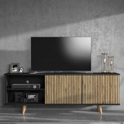 Móvel de TV – 180 cm x 64 cm x 35 cm – Preto, Pinho Atlântico – Aglomerado