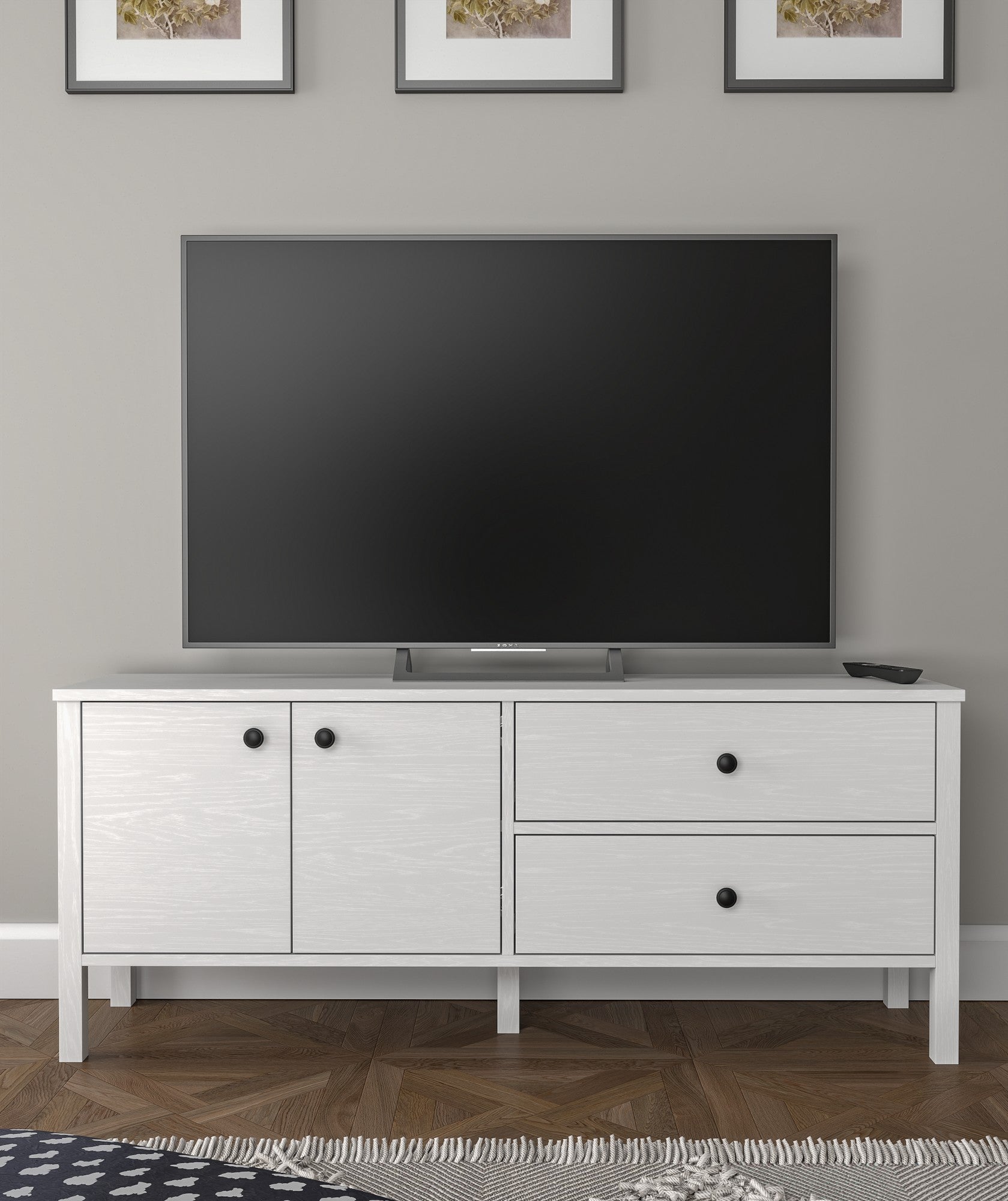 Móvel de TV – 140cm x 58cm x 35cm – Branco – Aglomerado revestido de melamina