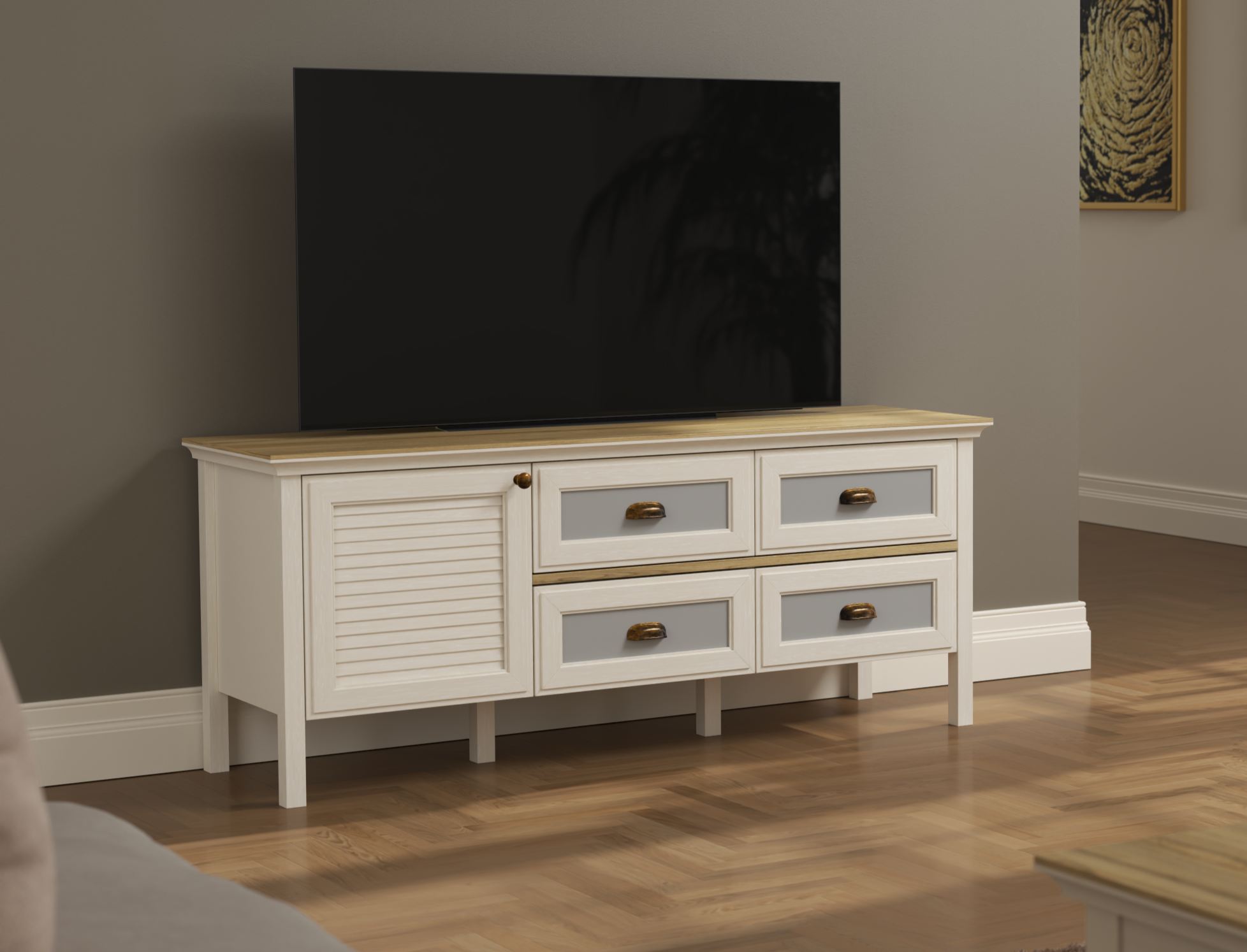 Móvel TV Moderno com Pernas MDF - 149cm Largura, Múltiplas Prateleiras e Fixação à Parede Disponível