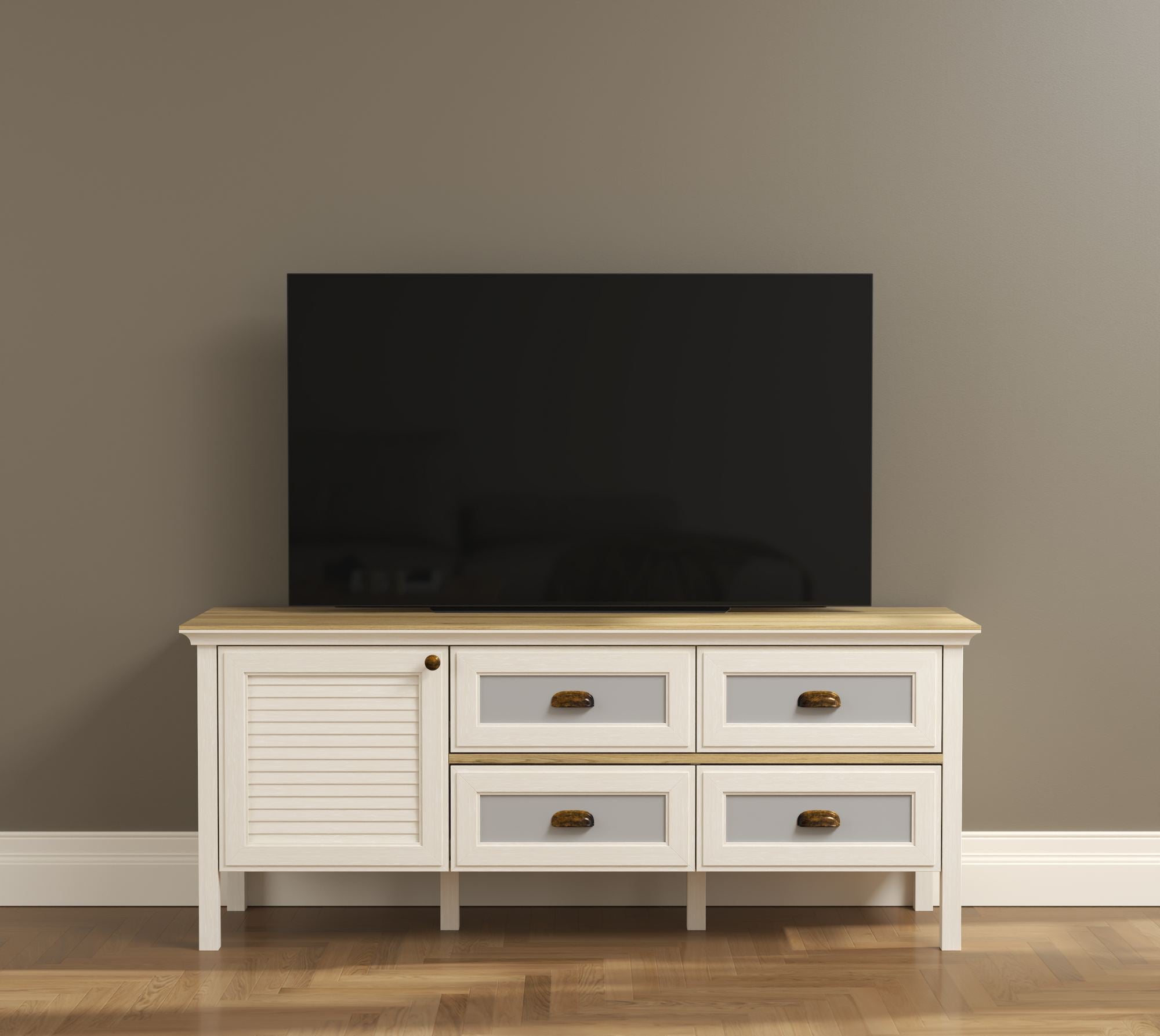 Móvel TV Moderno com Pernas MDF - 149cm Largura, Múltiplas Prateleiras e Fixação à Parede Disponível