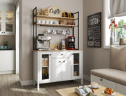 Armário de bar de café – 120cm x 210cm x 50cm – Branco – Aglomerado revestido de melamina