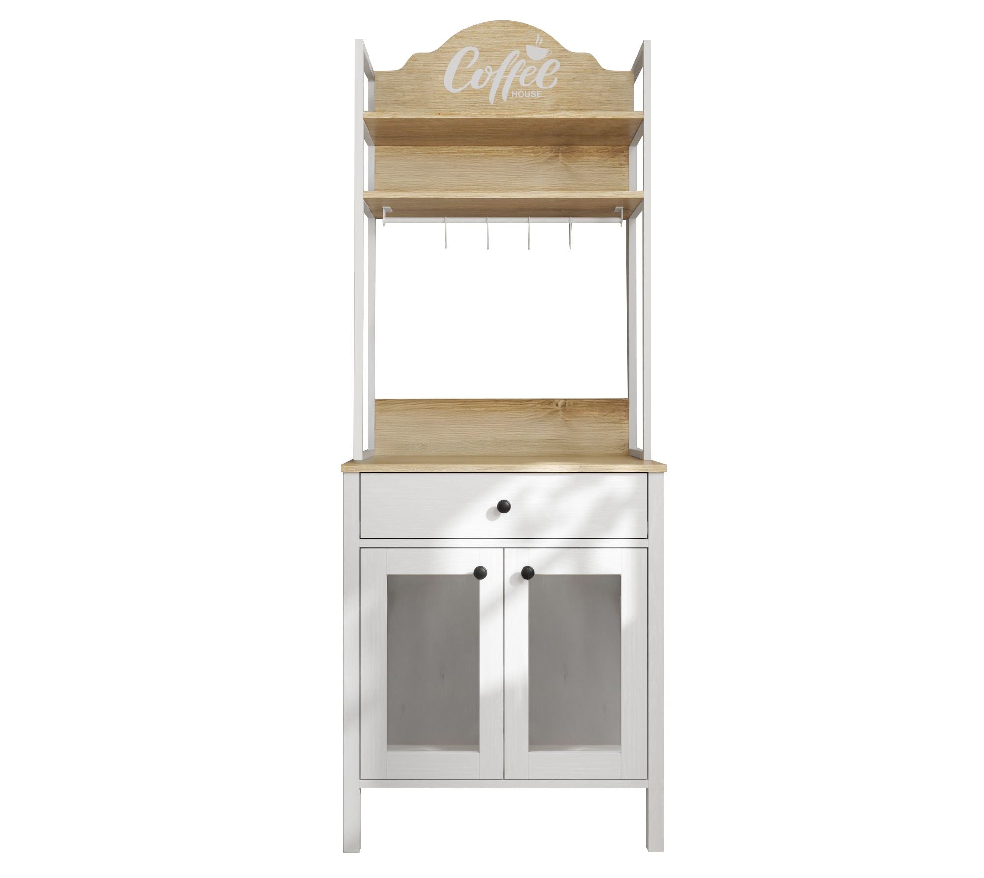 Armário de bar de café – 75 cm x 210 cm x 50 cm – Branco – Madeira