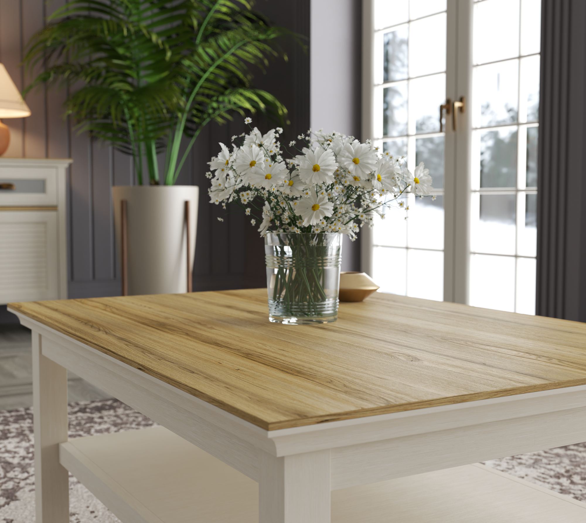 Mesa de Centro em Carvalho e Cinzento com Acabamento Melaminado - Design Moderno 100cm