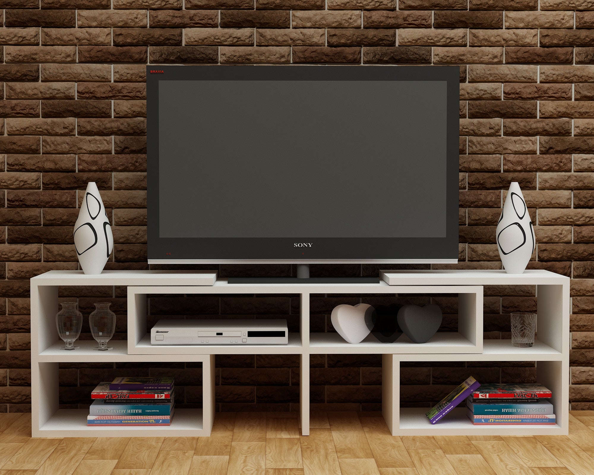 Móvel de TV – 136,8 cm – Branco – Aglomerado revestido em melamina