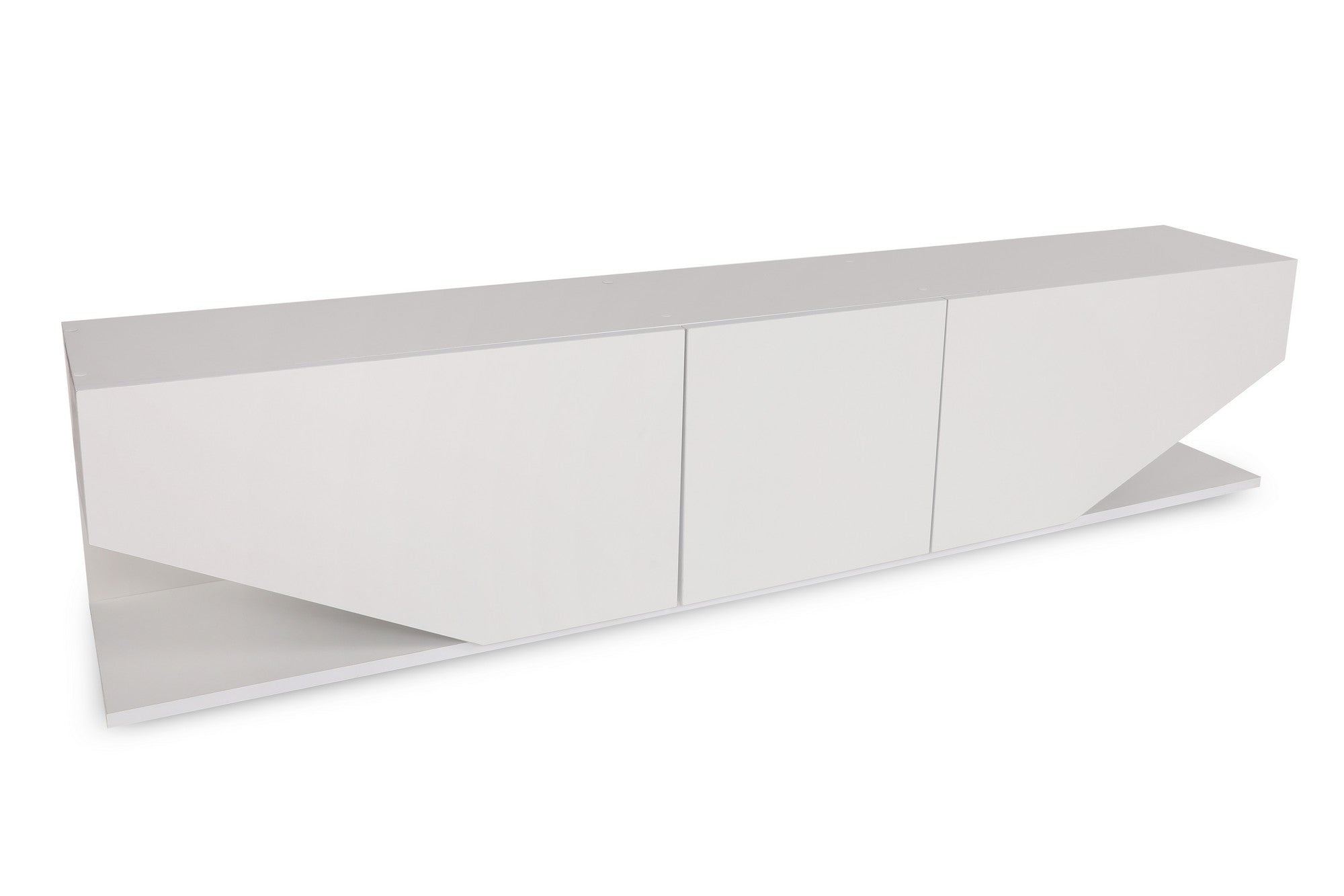Suporte de TV moderno, branco, 180 cm, 100% aglomerado revestido em melamina, 18 mm de espessura, para montagem na parede, com múltiplas prateleiras | Design escandinavo para salas de estar elegantes