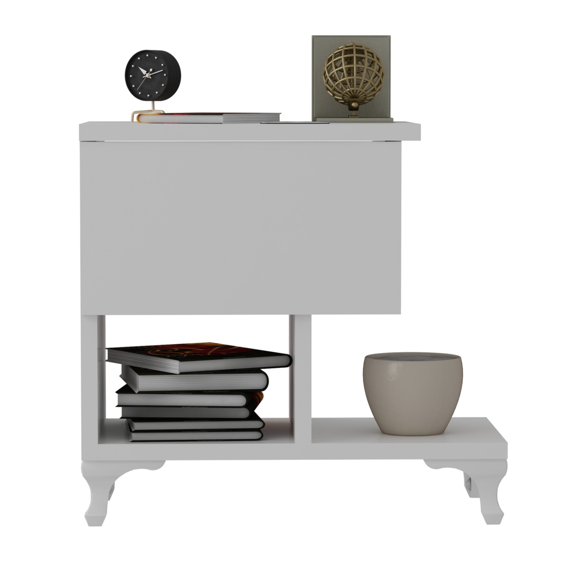Mesa de cabeceira branca elegante, 46,8 x 33 cm | Painel de partículas 100% revestido em melamina, 18 mm de espessura | Montável na parede com várias prateleiras, design moderno