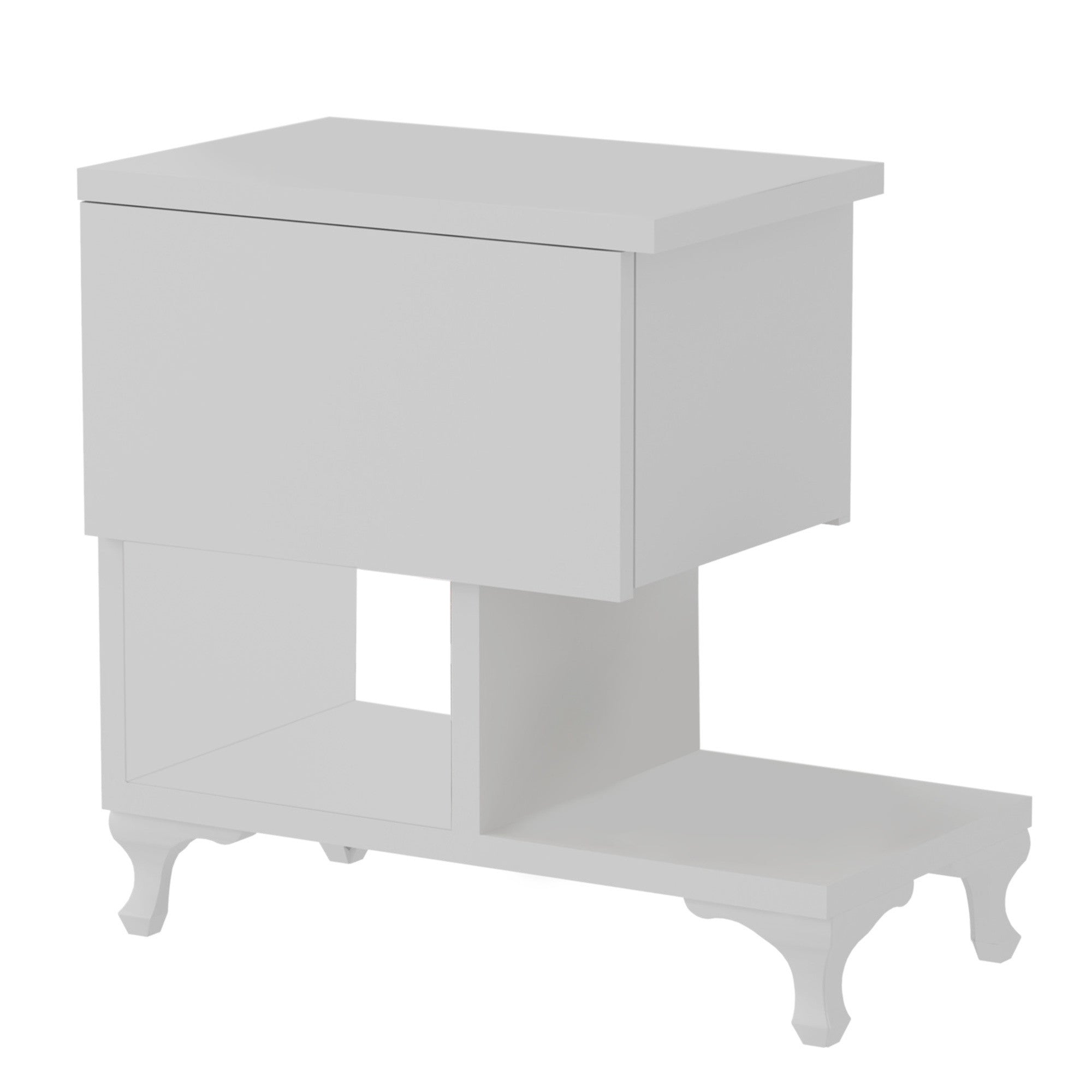 Mesa de cabeceira branca elegante, 46,8 x 33 cm | Painel de partículas 100% revestido em melamina, 18 mm de espessura | Montável na parede com várias prateleiras, design moderno