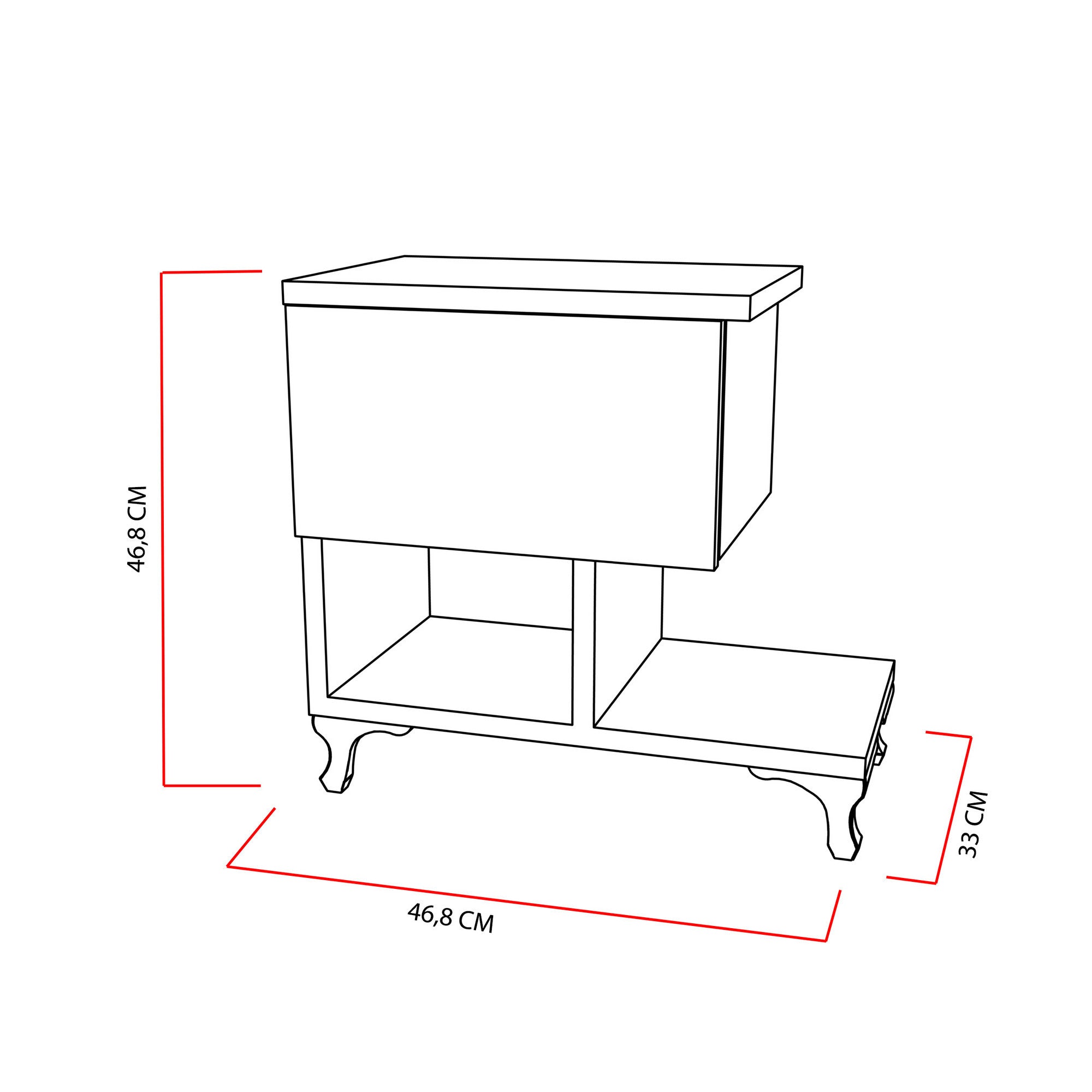 Mesa de cabeceira branca elegante, 46,8 x 33 cm | Painel de partículas 100% revestido em melamina, 18 mm de espessura | Montável na parede com várias prateleiras, design moderno