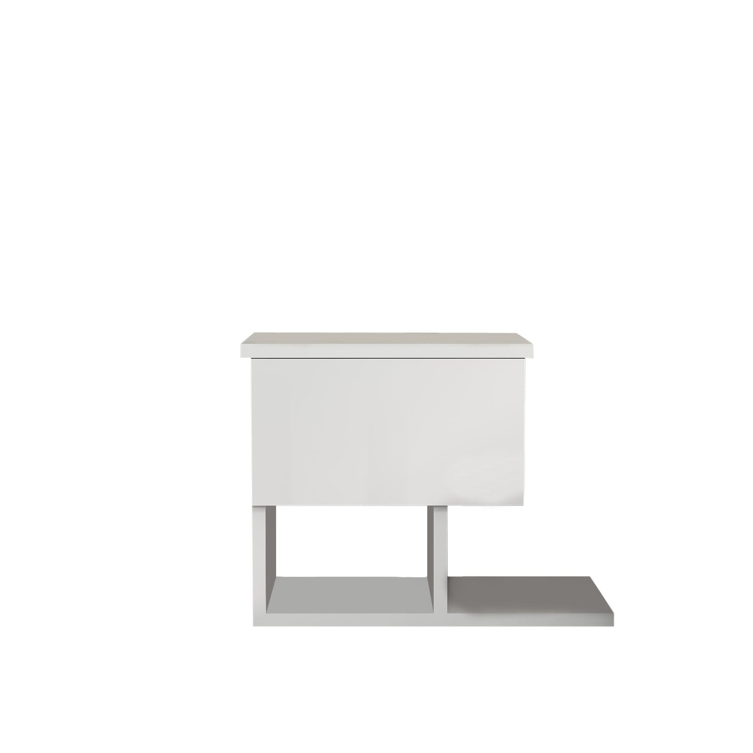 Mesa de cabeceira branca moderna com opção de montagem na parede, 46,8 x 36,8 x 33 cm | Painel de partículas 100% revestido de melamina, 18 mm de espessura | Design escandinavo elegante com várias prateleiras