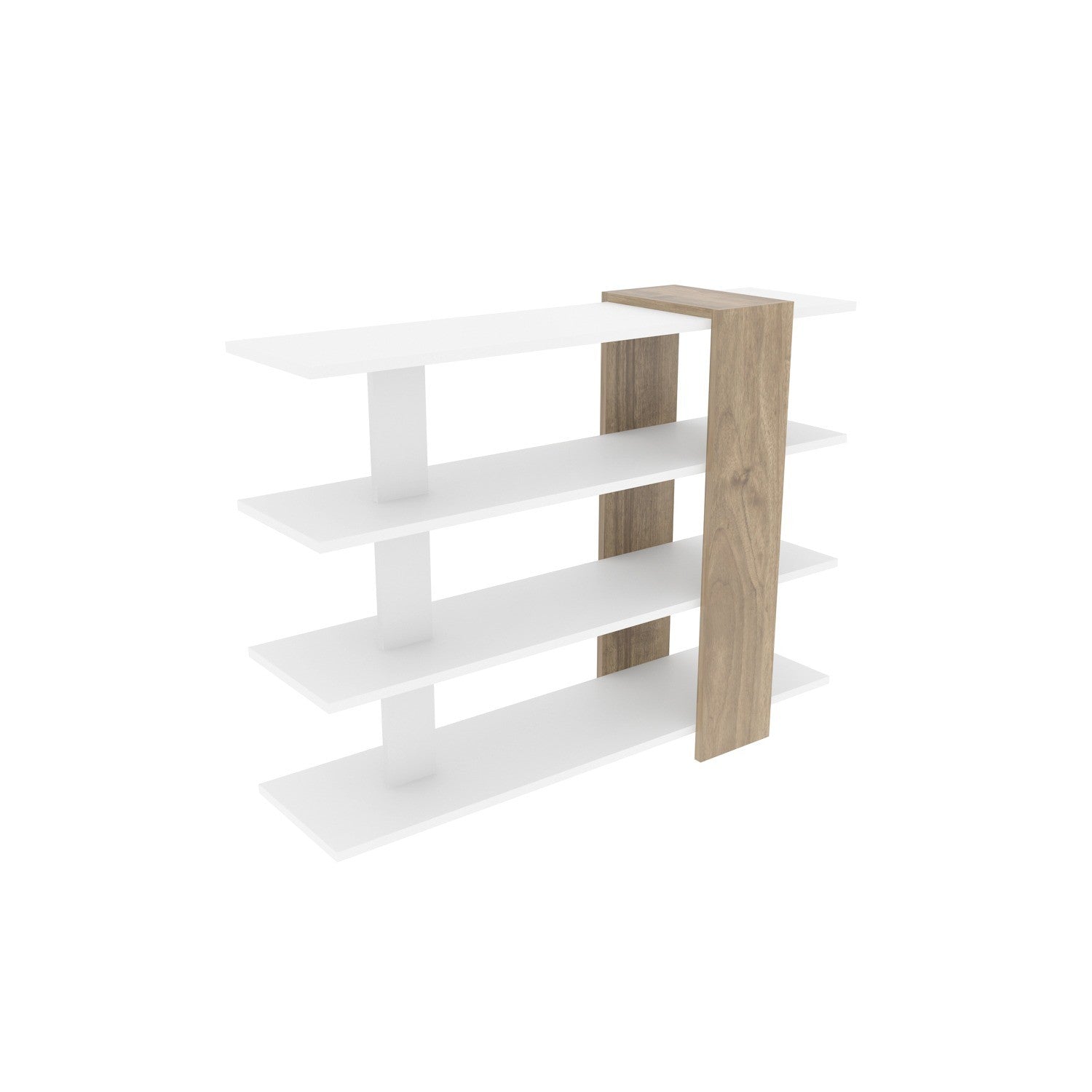Estante Moderna Escandinava – 120 x 90 x 30 cm – Branco e Nogueira – Painel de partículas revestido a melamina