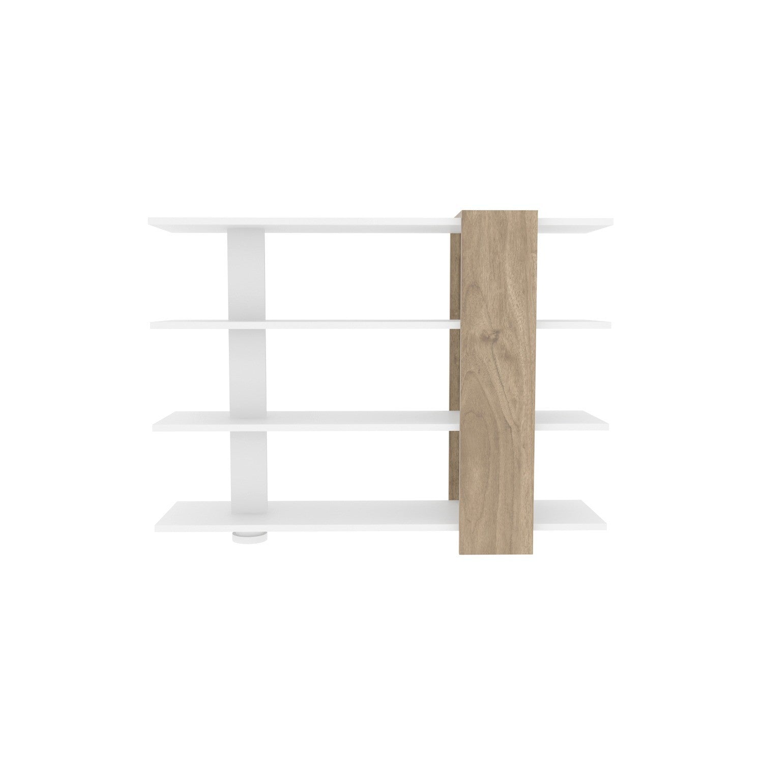 Estante Moderna Escandinava – 120 x 90 x 30 cm – Branco e Nogueira – Painel de partículas revestido a melamina