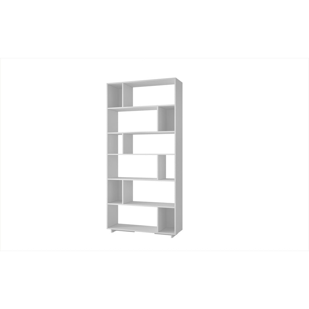 Estante moderna – 90 cm x 188,6 cm x 25,4 cm – branca – painel de partículas de melamina