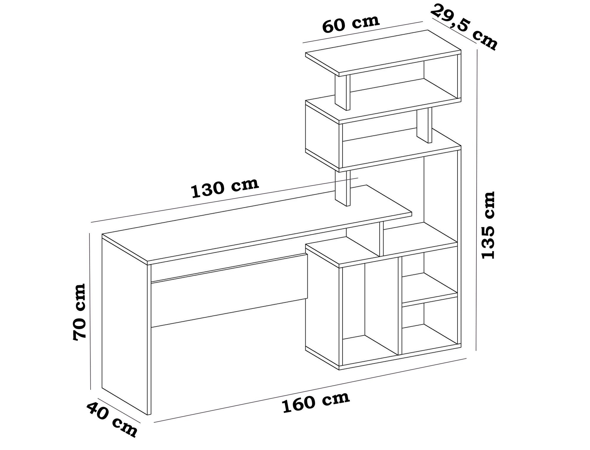 Secretária de Estudo – 130x70x40 cm – Branca – Melamina