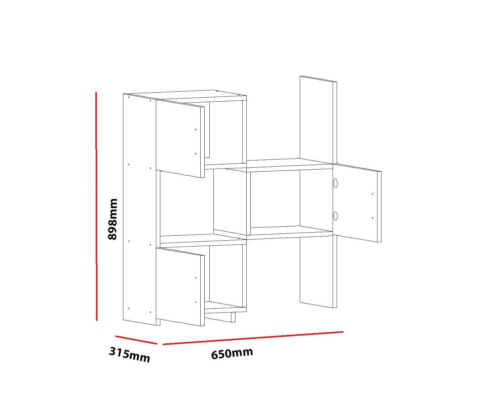 Armário multifuncional – 65 x 89,8 x 31,5 cm – Branco – Painel de partículas revestido a melamina