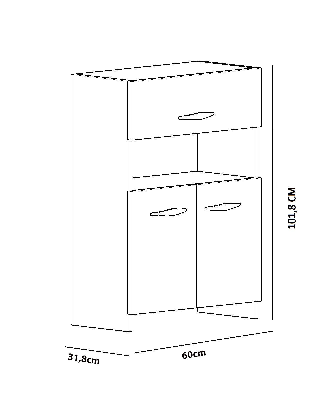 Armário multifuncional – 60 x 101,8 x 31,8 cm – Branco – Painel de partículas