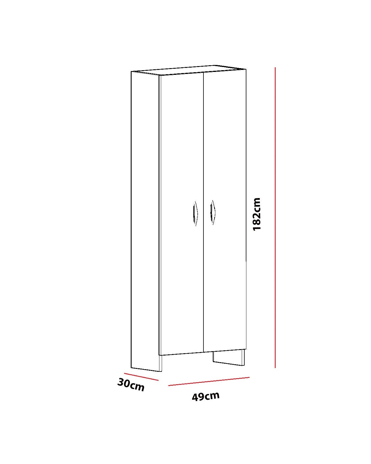 Armário multifuncional – 49 x 182 x 30 cm – Branco – Painel de partículas revestido a melamina