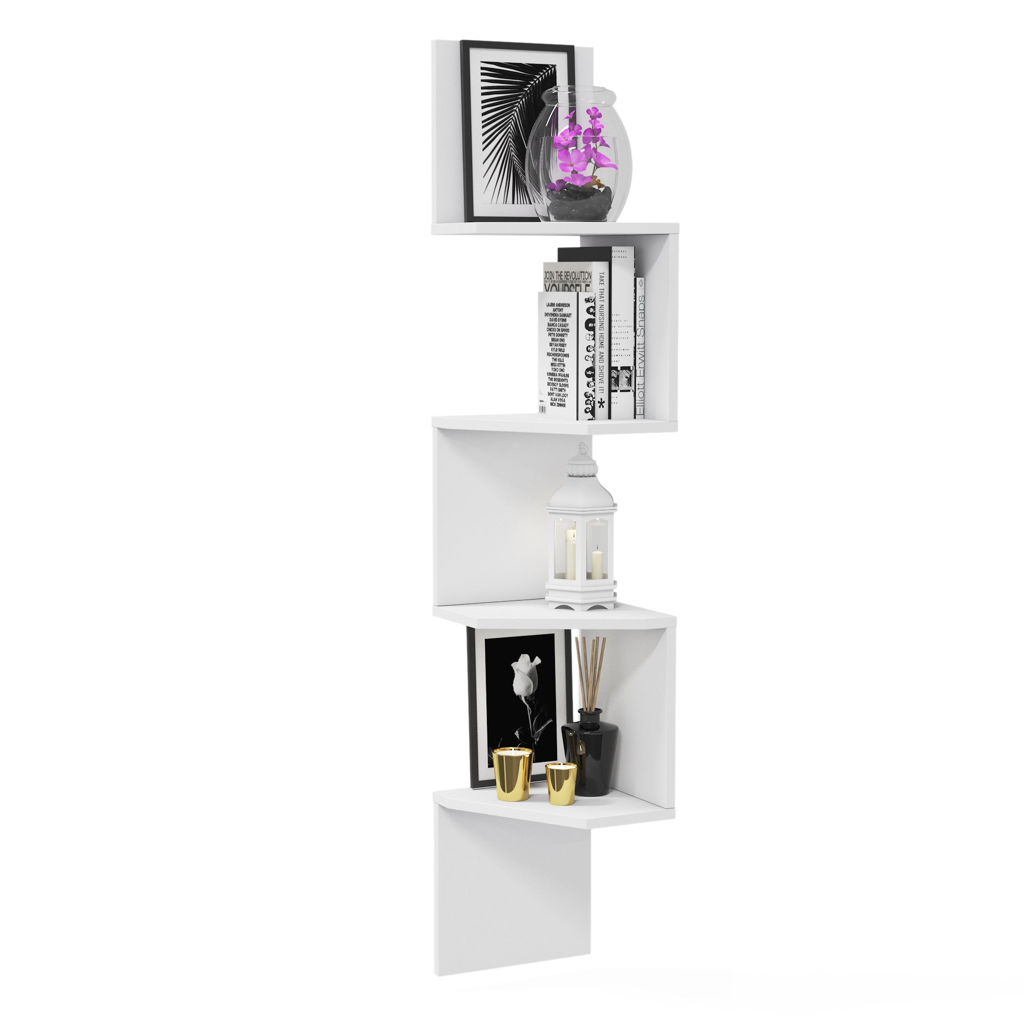 Prateleira de parede elegante, branca, 29,6 x 29,6 x 155,2 cm | Painel de partículas 100% revestido de melamina, 18 mm de espessura | Solução de armazenamento versátil para espaços modernos