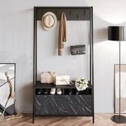 Conjunto para hall de entrada – 94 cm x 180 cm x 35,3 cm – Preto – Painel de partículas revestido a melamina