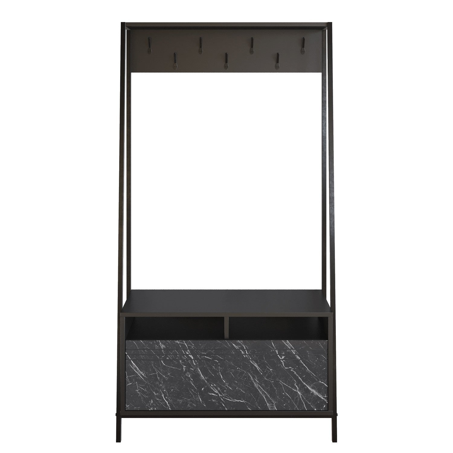 Conjunto para hall de entrada – 94 cm x 180 cm x 35,3 cm – Preto – Painel de partículas revestido a melamina
