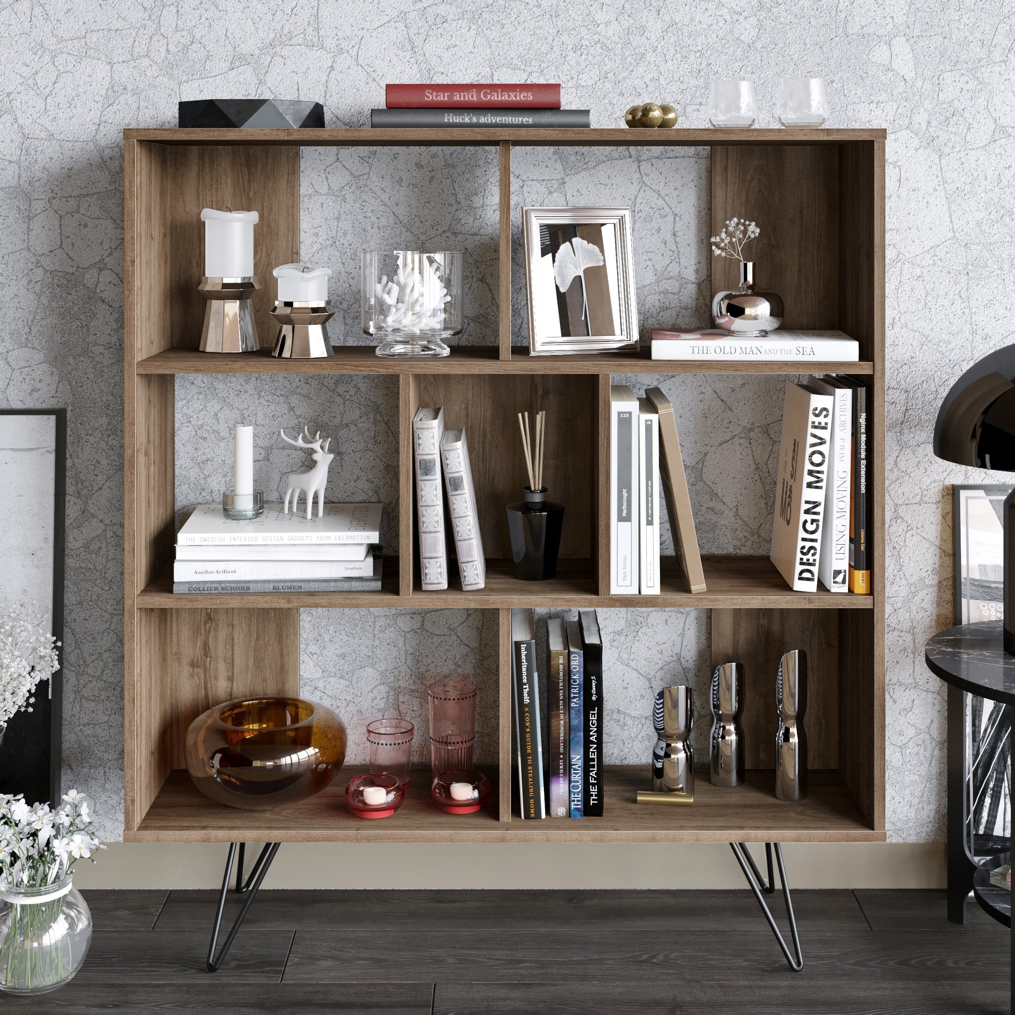Estante de livros – 120 x 132,2 x 29,5 cm – Nogueira – Melamina