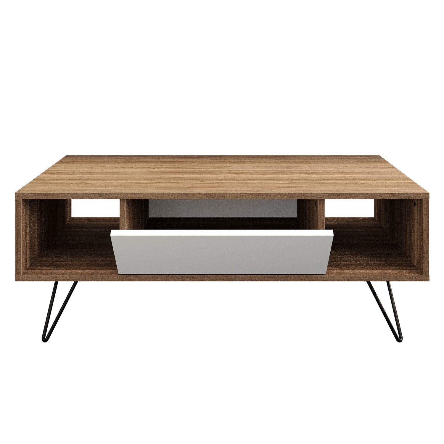 Mesa de Centro Moderna – 120 x 60 x 45,6 cm – Nogueira e Branco – Melamina