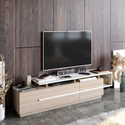 Suporte de TV moderno com opção de montagem na parede, Cordoba e Branco, 180 cm | Painel de partículas 100% revestido de melamina, 18 mm de espessura | Design elegante com várias prateleiras