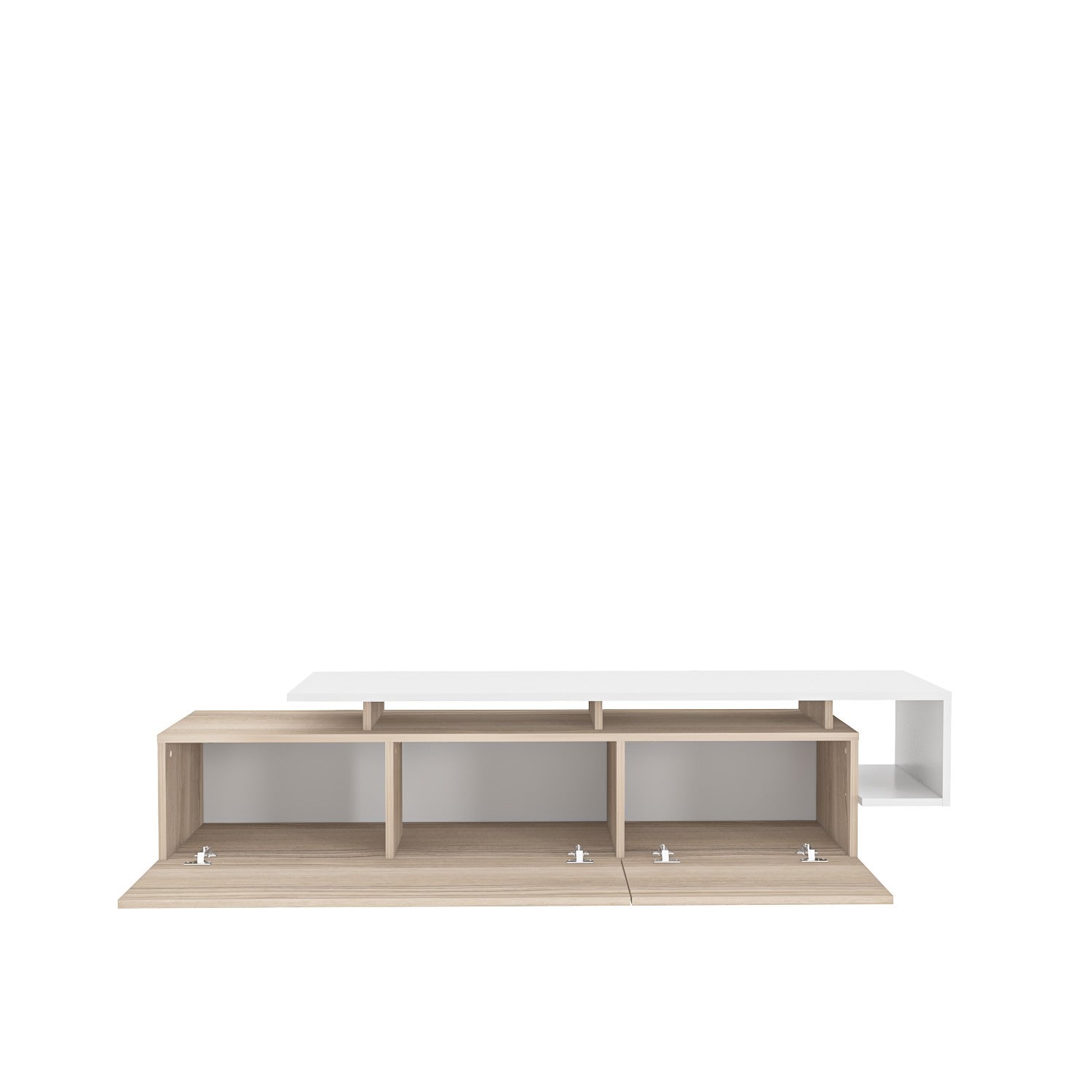 Suporte de TV moderno com opção de montagem na parede, Cordoba e Branco, 180 cm | Painel de partículas 100% revestido de melamina, 18 mm de espessura | Design elegante com várias prateleiras