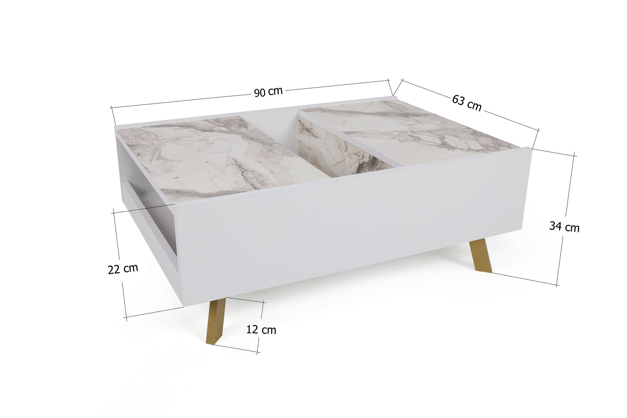 Mesa de Centro – 90 x 63 x 34 cm – Branca – Painel de Partículas revestido em Melamina