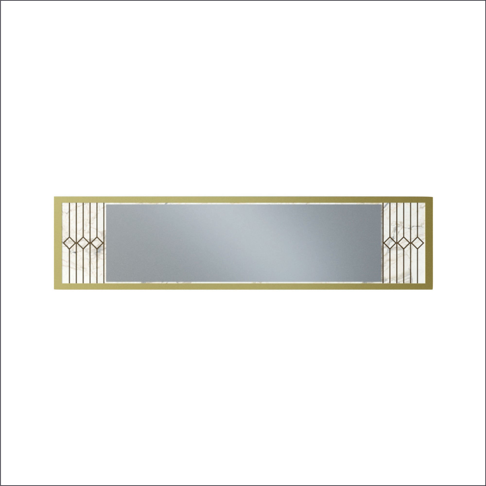 Espelho decorativo moderno de aglomerado, branco, 120 x 29,5 x 2 cm | 100% revestido em melamina, 18 mm de espessura | Montável na parede, design glamoroso para hotéis e residências