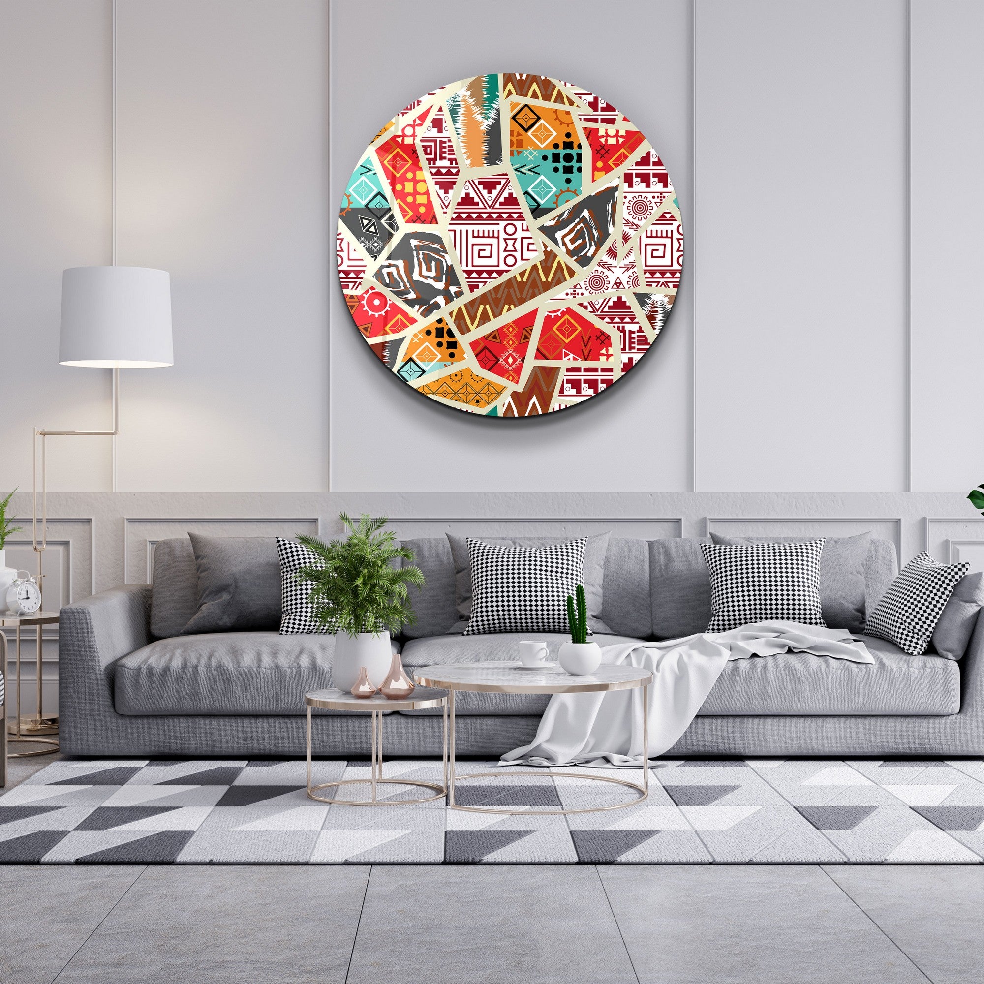 Quadro Decorativo em Vidro Temperado Multicolor 80x80cm - Impressão UV de Alta Qualidade